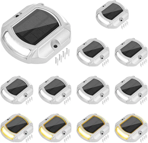Miniatura 11 de VOLISUN Luces Solares para Entrada de Vehículos Luces para Muelle y Terraza Paquete de 16, 2 Colores en 1, LED Alimentadas por Energía Solar Blanco