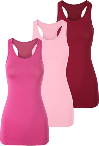 Miniatura 22 de TAIPOVE Camisetas largas sin mangas para mujer de algodón para capas con espalda cruzada extra largas para ropa deportiva, paquete de 3