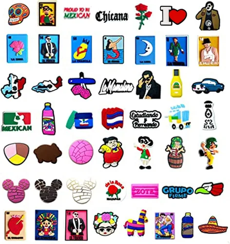 Miniatura 2 de 50,100,150 PCS Mexican Inspired Shoe Charms for Croc Clog Sandals, Deluxe Accessories Charms for Adults Women Men Party Favor