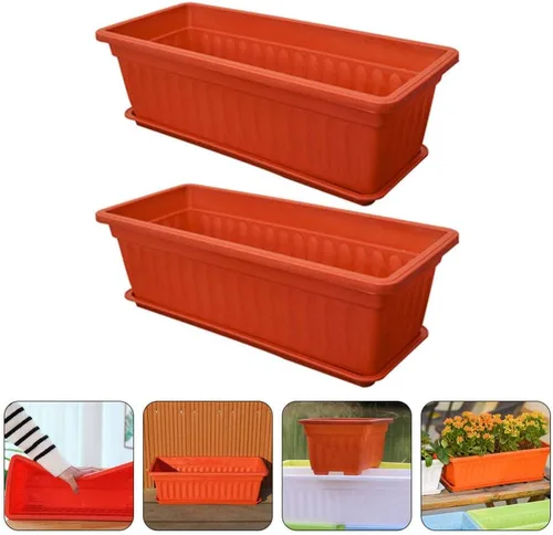 Miniatura 5 de DOITOOL Macetas rectangulares para plantas de interior, 2 unidades, macetas de ventana para patio, macetas para exteriores, rectangulares