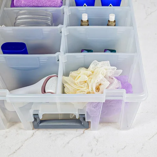 Miniatura 2 de Best Kept Super Satchel - Caja de doble compartimento profundo, almacenamiento de arte con 8 compartimentos extraíbles, cierre inteligente