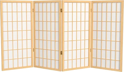 Biombo portátil simple de 3 pies Biombo Shoji para dividir una cuarto, clásico diseño japonés, 4 tamaños y 6 colores, Madera, Natural
