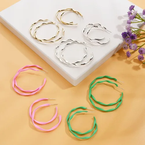 Miniatura 3 de Nonsucheer 10 pares de aretes para mujer, aretes coloridos Y2K, aro de tubo pequeño y aro grueso, paquete de regalo de joyería para mujeres y niñas