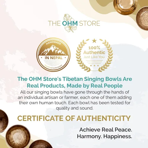 Miniatura 5 de Juego Grande de Cuencos Tibetanos Cantores por Ohm Store — Cuenco de Meditación de Sonido Jupiter de Bronce Puro de 12 Pulgadas, 2 Mazos y un Cojín