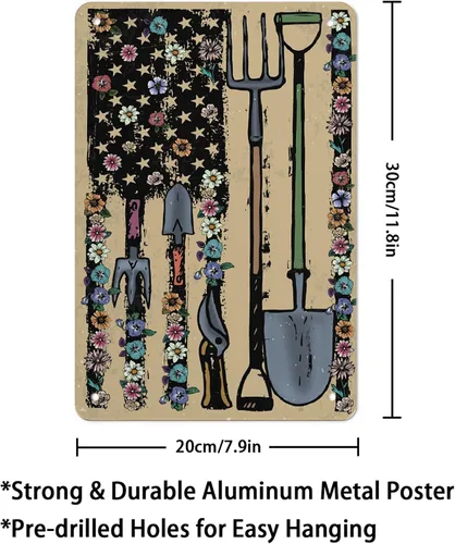 Miniatura 2 de AMOGHASIDDHI Letrero de metal de jardinería, herramientas de jardín, póster de metal vintage de aluminio, 8 x 12 pulgadas, letrero de pintura