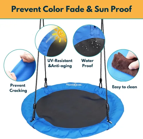 Miniatura 4 de Columpio de platillo – Asiento de columpio de árbol de 40 pulgadas con tela Oxford impermeable 900D para niños y adultos Capacidad de peso de 700