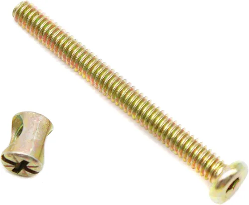 Miniatura 5 de Paquete de 15 tornillos de cuna de 1/4-20 x 1-5/8 pulgadas, tornillos hexagonales chapados en zinc, tuercas de barril para literas, cunas, muebles