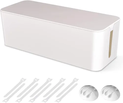 Miniatura 8 de Caja organizadora de cables, caja organizadora de cables grande para ocultar la regleta de alimentación y debajo del escritorio, organizador de Negro