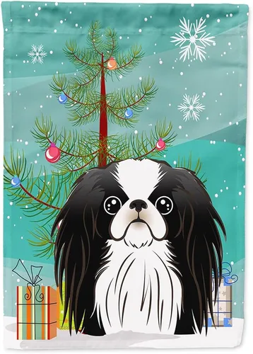 Miniatura 10 de Caroline's Treasures BB1622CHF - Bandera de casa Shih Tzu con árbol de Navidad y gris plateado para porche, grande, para colgar en la pared