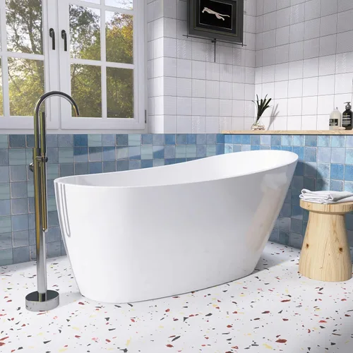 Miniatura 8 de Bañera independiente de acrílico de 59", bañera independiente, bañera exenta, bañera de remojo, certificado cUPC, CM (blanco brillante)