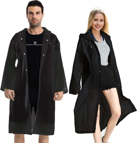 Miniatura 29 de Abrigos de lluvia (paquete de 2) – Ponchos de lluvia reutilizables de EVA para adultos, chaquetas impermeables para hombres y mujeres