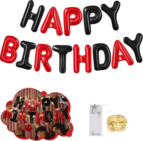 Miniatura 21 de CANREVEL Cartel de feliz cumpleaños, 13 letras de papel de aluminio de Mylar de 16 pulgadas con 12 globos de estrella, decoraciones de fiesta