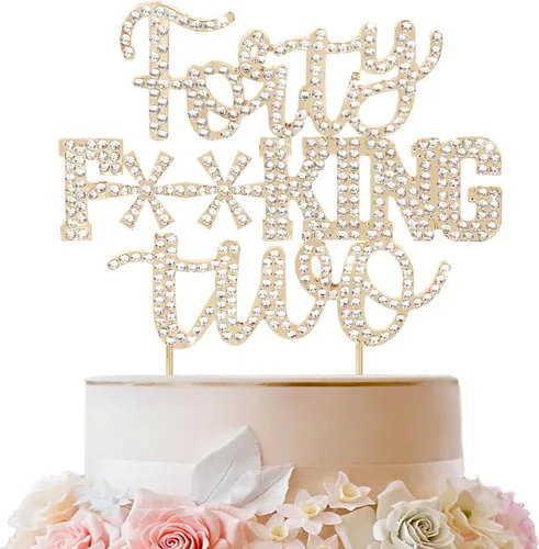 Miniatura 57 de LINGTEER Veintiún divertidos adornos dorados para tartas con diamantes de imitación – Saludos a los 21 años de edad, decoración de centros de mesa