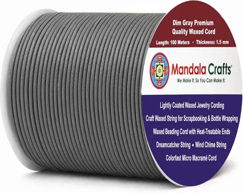 Miniatura 225 de Cuerda Mandala Crafts 0.03 pulgadas 109 yardas para hacer joyería, artesanía, macramé, cuerda de algodón encerado Negro