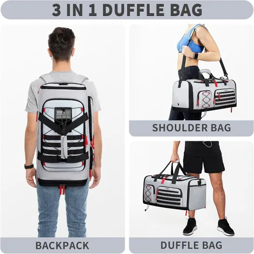 Miniatura 5 de Bosstin Bolsa de gimnasio para hombres y mujeres, 45L de viaje, bolsa de lona deportiva, mochila de viaje para gimnasio y fin de semana