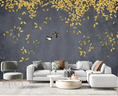 Miniatura 8 de Papel pintado 3D de flores doradas en relieve para dormitorio, 103 x 69 pulgadas