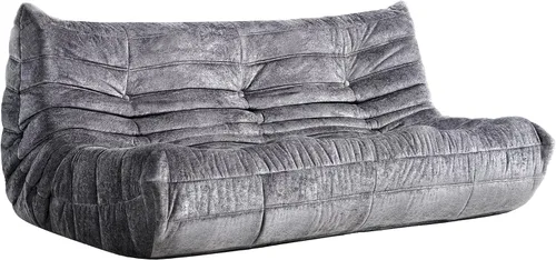Miniatura 110 de Puf para adultos, silla puf grande, sillón con relleno de espuma viscoelástica para el hogar, apartamento o sala de juegos, gris afelpado Felpa gris