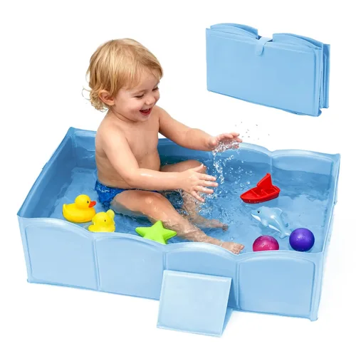 Bañera plegable para ducha para bebé, estructura reforzada, bañera plegable con base antideslizante, bañera portátil para niños de 6 meses a 4 años,