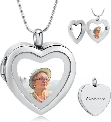 Miniatura 22 de constantlife Joyería de cremación para cenizas – Colgante de corazón conmemorativo collar de urna conmemorativa soporte para cenizas de acero