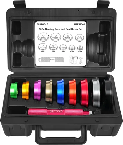 BILITOOLS Kit de prensa de rodamientos, juego de 10 piezas de conductores de pistas de rodamientos y sellos, juego de instalador de conductores de