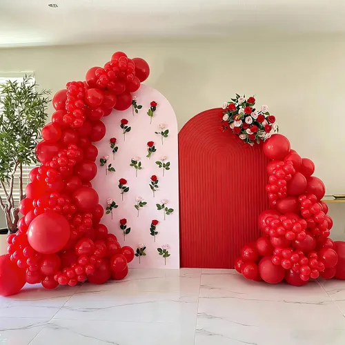Miniatura 4 de Lukiituke Kit de arco de globos rojos de 129 piezas, globos de látex rojos de diferentes tamaños para boda, despedida de soltera, aniversario