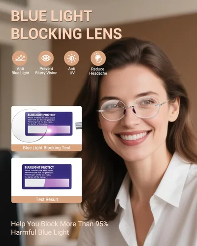 Miniatura 4 de TERAISE Gafas de lectura sin montura para mujer, paquete de 3 lentes de lectura con bloqueo de luz azul, lector ultraligero sin marco