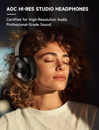 Miniatura 2 de AOC Auriculares con cable, auriculares con monitor de estudio de DJ sobre la oreja con tiempo de reproducción de 72 horas, conector de 0.138