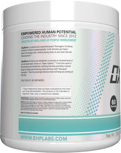 Miniatura 2 de EHP Labs OxyShred Polvo de Pre Entrenamiento - Polvo de preentrenamiento con L glutamina y acetil L carnitina, bebida de refuerzo energético