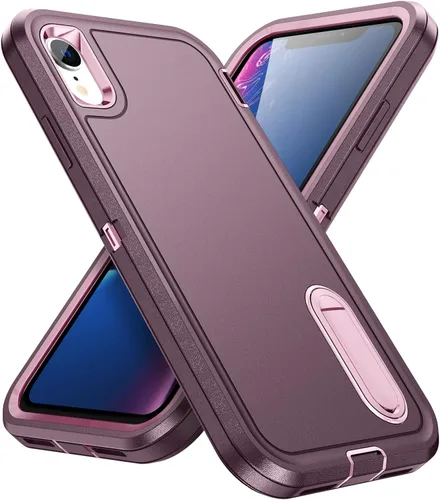 Miniatura 10 de IDweel Funda para iPhone XR, color negro para iPhone XR con soporte para hombres, protección resistente a prueba de golpes, antiarañazos, ajuste