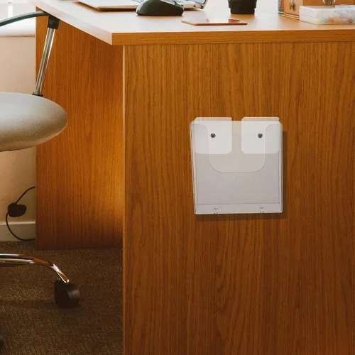 Miniatura 8 de STOBOK Soporte para archivos montado en la pared, 6.57 x 6.45 x 1.65 pulgadas, organizador de documentos acrílico transparente para escritorio