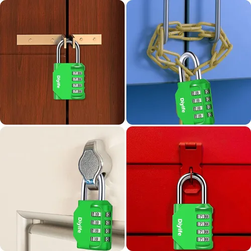 Miniatura 7 de Diyife Candado de combinación de 4 dígitos, candado impermeable al aire libre para armario de gimnasio escolar, taquilla deportiva, puerta, funda