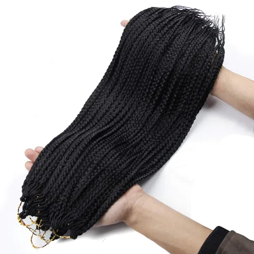 Miniatura 9 de 6 paquetes de trenzas de ganchillo de caja, cabello sintético pre-anillado, trenzas de ganchillo de caja, trenzas de ganchillo de 22 pulgadas