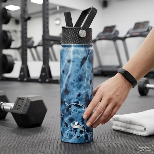Miniatura 7 de Konokyo - Botella de agua aislada de 18 onzas, botellas deportivas de acero inoxidable con 3 tapas, verde militar