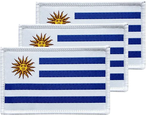 3 parches de bandera uruguaya de Uruguay de 2 x 3 pulgadas, lazo de gancho bordado táctico para brazaletes de bandera de país para mochila,