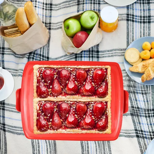 Miniatura 6 de Transportador 2en1 para magdalenas y pasteles con tapa, soporte rectangular para tartas, contenedor de almacenamiento portátil grande para guardar
