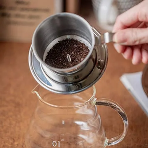 Miniatura 7 de Cafetera, cafetera vietnamita de acero inoxidable, cafetera de goteo de una sola taza, portátil para el hogar, cocina, oficina, uso al aire libre