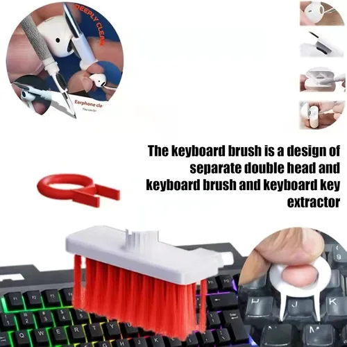 Miniatura 2 de ciciglow Limpiador de teclado de cepillo suave, kit de herramientas de computadora, cepillo limpiador de polvo 5 en 1 para computadora, teléfono