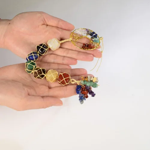Miniatura 8 de Adornos colgantes de cristal hechos a mano para ventana de coche, 7 chakras, decoración del hogar, Feng Shui, ornamento de yoga y meditación