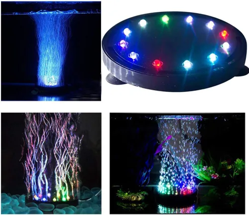 Miniatura 6 de 5 pulgadas 12 LED acuario burbuja luz aire piedra, tanque de peces LED burbuja bomba de aire sumergible bomba de aire lámpara de piedra burbuja