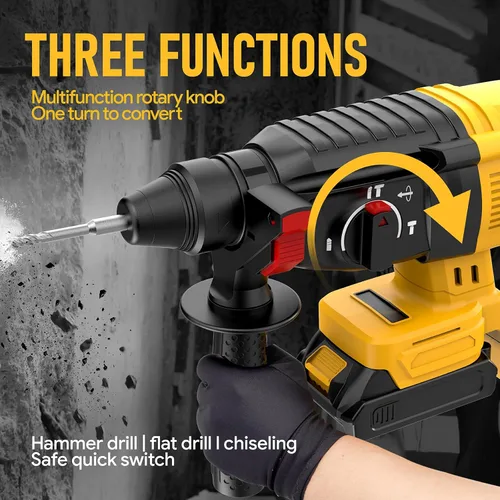 Miniatura 3 de Taladro de Martillo Giratorio Inalámbrico SDS Compatible con Batería Dewalt 20V (SIN Batería) Motor Sin Escobillas, Embrague de Seguridad, 4