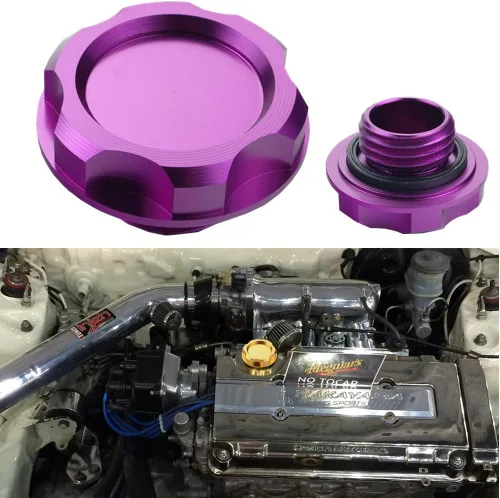 Miniatura 7 de Tapa Billet para tanque de llenado de combustible, aceite para motor - Cubierta para Honda Acura Civic TL, Azul