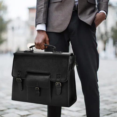 Miniatura 2 de Bolsa de mensajero de cuero para hombres y mujeres, 15.6 pulgadas, impermeable, de cuero vintage, maletín para laptop, bolso de hombro grande, bolsa