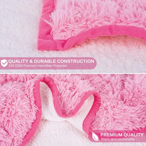Miniatura 4 de Manta con capucha de flamenco para adultos, mullida y súper suave, de pelo sintético, mullida, cálida y acogedora, forro polar y sherpa, manta