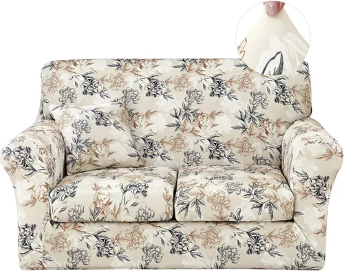 Miniatura 14 de JQinHome Funda elástica para sofá de 2 piezas Fundas para sofá, funda para sillón con funda de cojín separada para silla, protector de muebles