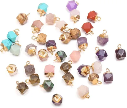Miniatura 2 de 10 dijes cuadrados facetados de piedras preciosas naturales de amatistas para hacer collares y joyas