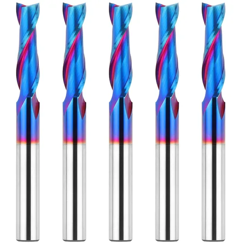 Miniatura 8 de EANOSIC 5 brocas de compresión en espiral de 1/4 pulgadas, longitud de corte de 1-1/4 pulgadas, extralargas de 3 pulgadas, fresadora CNC de carburo