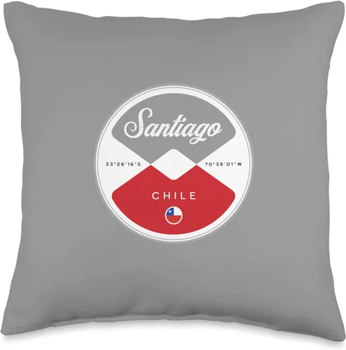 Santiago Chile Retro Trendy Throwback Santiago Chile Circle Graphic Throw Pillow, 16x16, Multicolor
