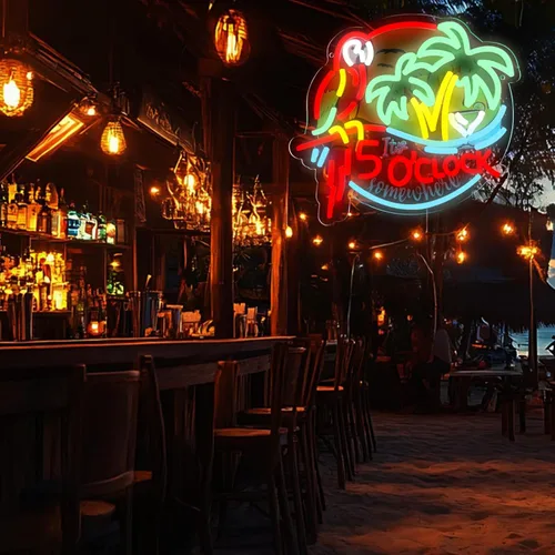 Miniatura 2 de Letreros de neón de 5 00 en punto, luces de neón de loro, decoración de pared para bar de cerveza, pub, recreación en casa, sala de juegos, regalo