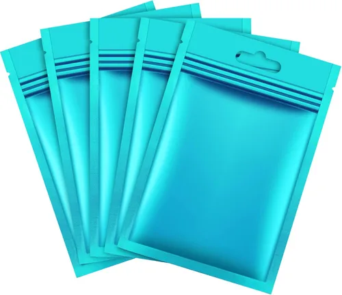Miniatura 9 de 200 piezas de bolsas Mylar Zip Lock. Bolsas de papel de aluminio, plano metálico Mylar Foil plano, bolsas ZipLock de almacenamiento de alimentos.