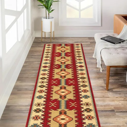 Miniatura 14 de Kapaqua Alfombra antideslizante de tamaño personalizado, color marrón, dorado, beige, con parte trasera de goma, para pasillo, 22 pulgadas de ancho